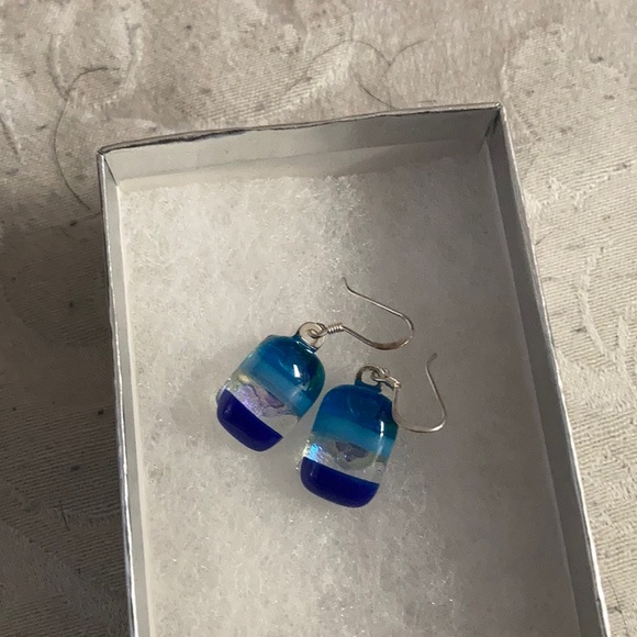 Sterling Silver and Art Glass Earrings - Picture 2 of 4